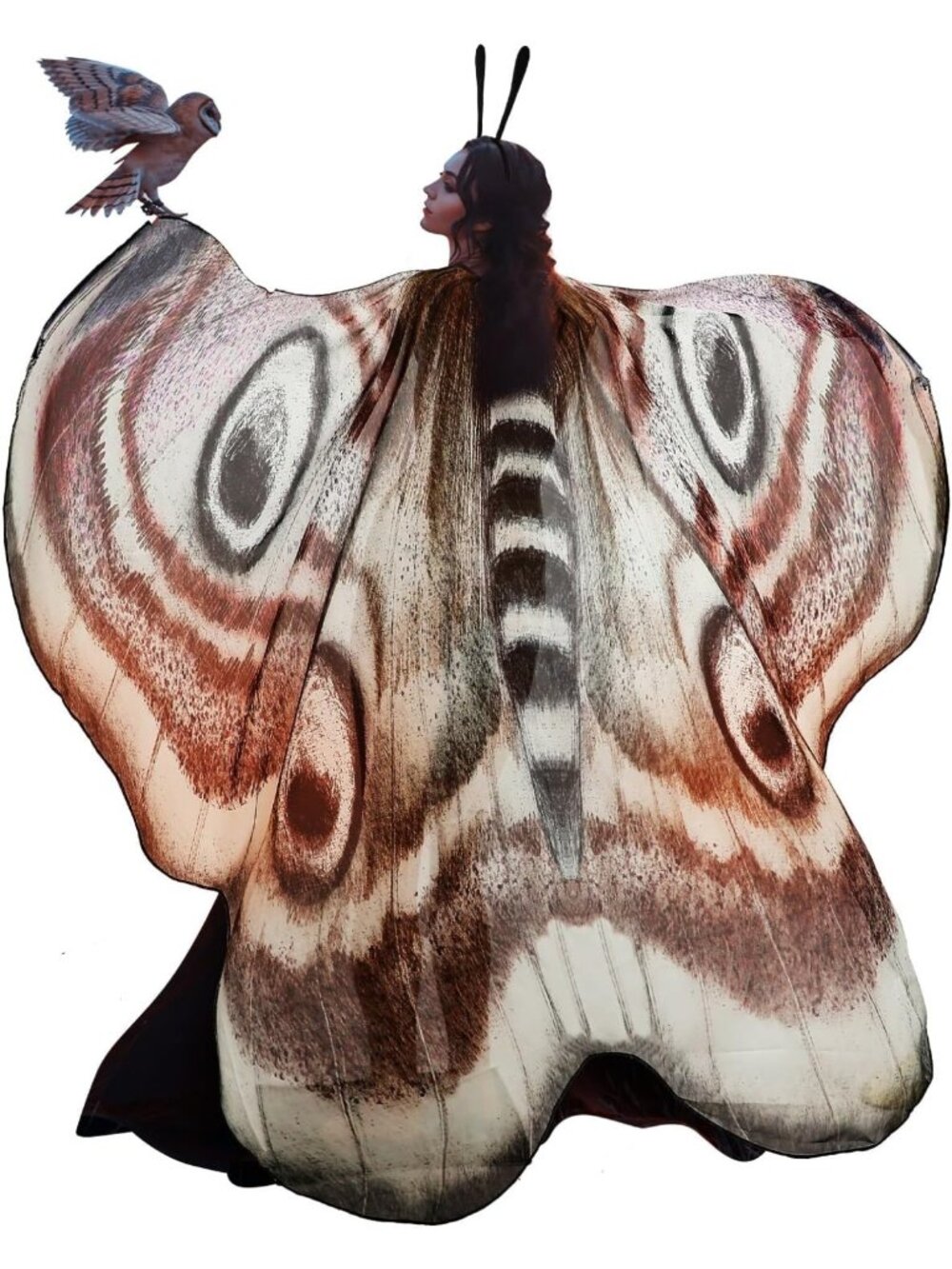 2 Pcs Halloween Moth Wings Costume Set with Cape, Shawl & Headband for Women
